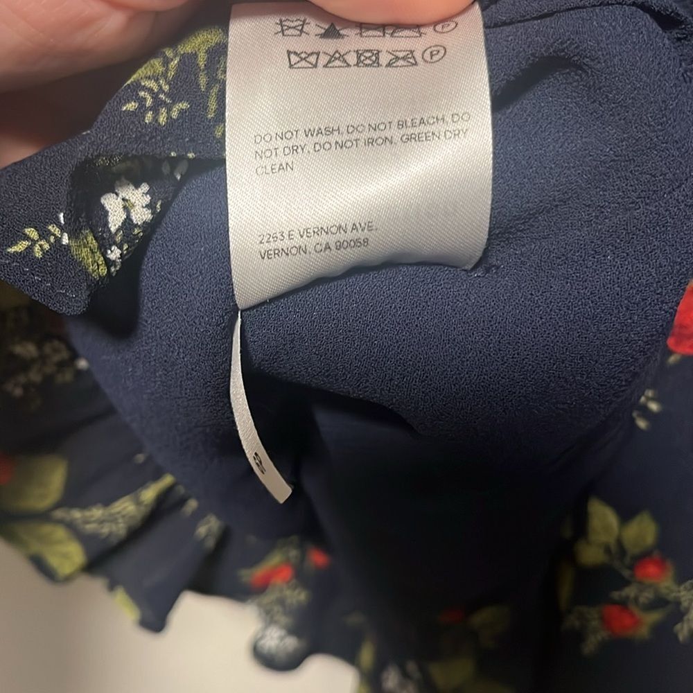 REFORMATION Christine Navy and Red Floral Mini Dress, Size 6P (Petite) - Picture 13 of 13